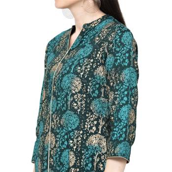Dark-green printed rayon ethnic-kurtis 5