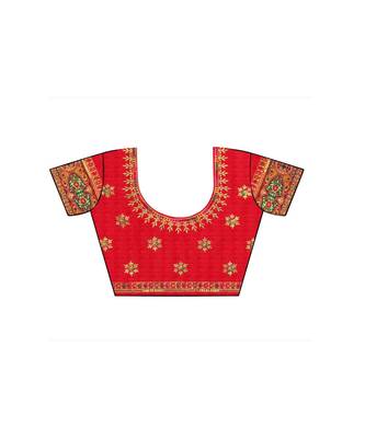 Persian Green Embroidered Silk Saree with Blouse 4