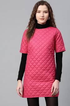 Fuchsia Quilted Shift Dress