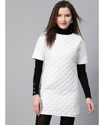 White Quilted Shift Dress 1