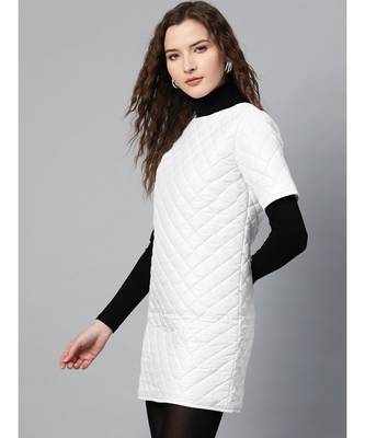 White Quilted Shift Dress 2