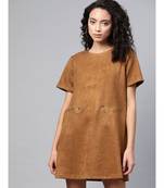 Brown Suede A-line Dress