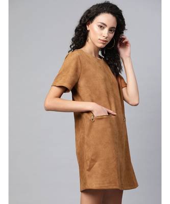 Brown Suede A-line Dress 2