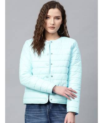 Blue Snap Button Quilted Jacket 1
