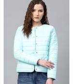 Blue Snap Button Quilted Jacket