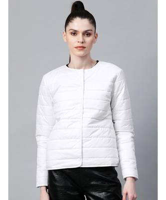 White Snap Button Quilted Jacket 1