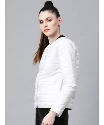 White Snap Button Quilted Jacket 2