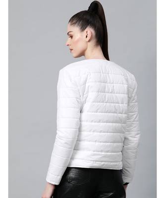 White Snap Button Quilted Jacket 3