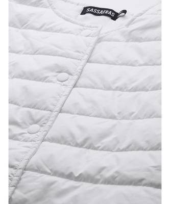 White Snap Button Quilted Jacket 5