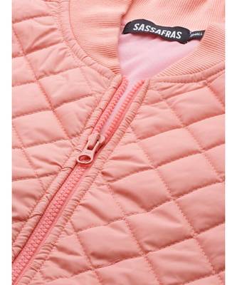 Peach Drawstring Quilted Bomber Jacket 5