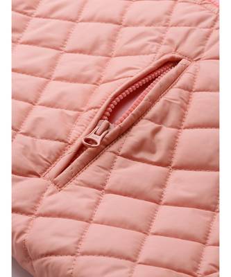 Peach Drawstring Quilted Bomber Jacket 6