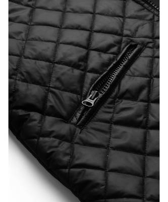 Black Drawstring Quilted Bomber Jacket 6