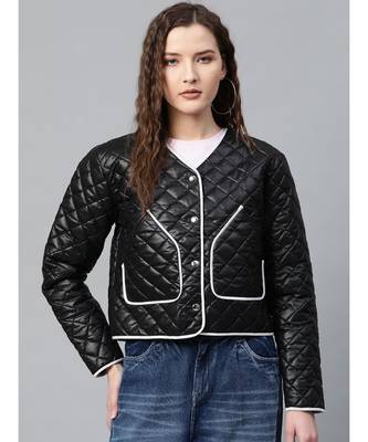 Black Piping Detail Quilted Jacket 1