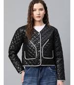 Black Piping Detail Quilted Jacket