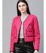 Fuchsia Piping Detail Quilted Jacket