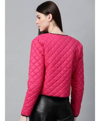 Fuchsia Piping Detail Quilted Jacket 3