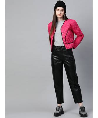 Fuchsia Piping Detail Quilted Jacket 4