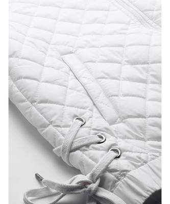White Tie-Up Detail Quilted Bomber Jacket 6