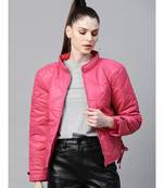 Fuchsia Front Pocket Puffer Jacket