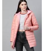 Peach Hooded Long Puffer Jacket