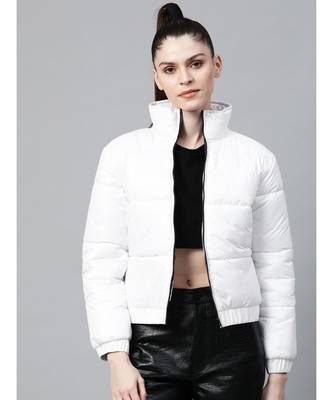 White Full Sleeve Quilted Jacket 1