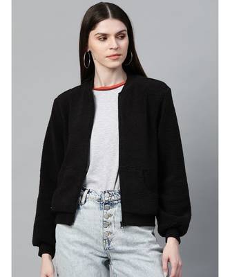 Black Fur Bomber Jacket 1