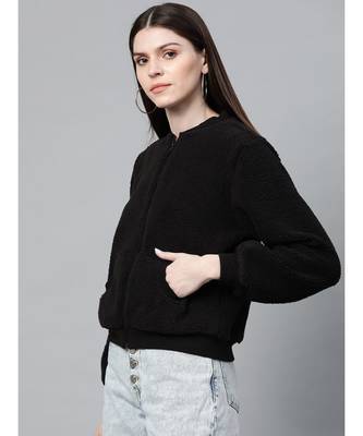 Black Fur Bomber Jacket 2