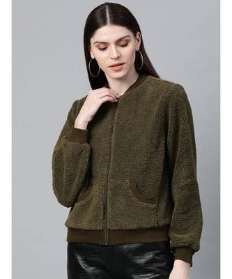 Olive Fur Bomber Jacket 1