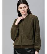 Olive Fur Bomber Jacket