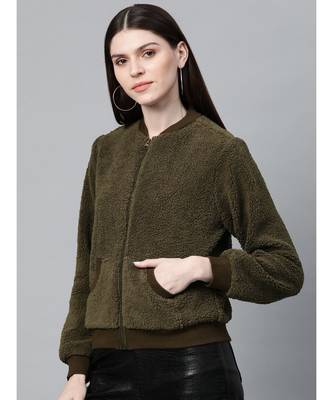 Olive Fur Bomber Jacket 2