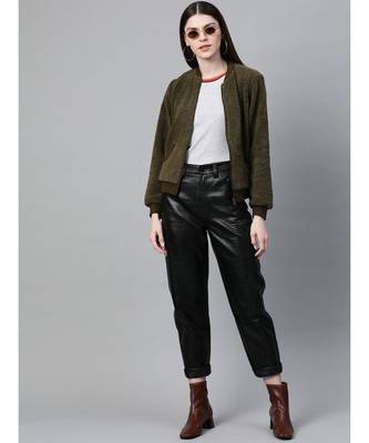 Olive Fur Bomber Jacket 4