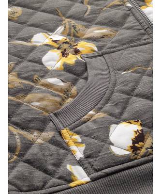 Grey Floral Polysilk Bomber Jacket 6