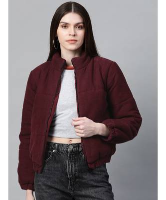 Burgundy Corduroy Quilted Jacket 1