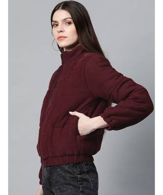 Burgundy Corduroy Quilted Jacket 2
