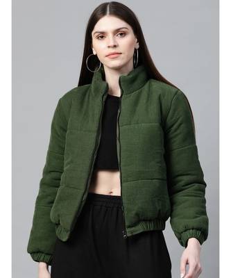 Olive Corduroy Quilted Jacket 1