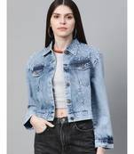 Blue Washed Pearl Spead Denim Jacket