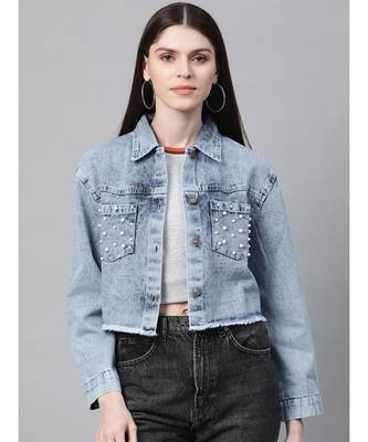 Blue Washed Denim Pearl Pocket Jacket 1