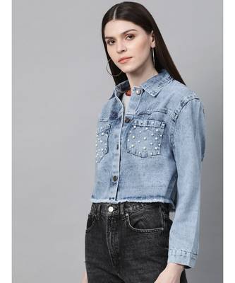 Blue Washed Denim Pearl Pocket Jacket 2