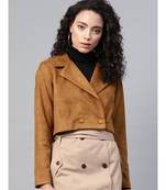 Brown Suede Crop Blazer