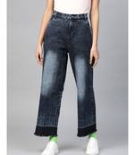 Blue Raw Edge Detail Jeans