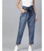 Blue Paper Bag Waist Jeans