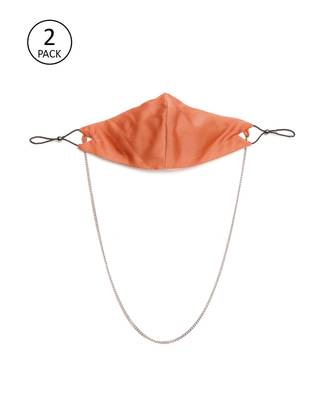 Orange Satin Mask with Chain (Set of 2) 1