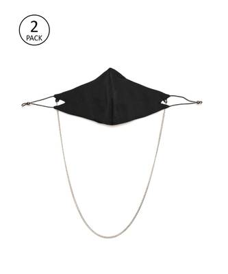 Black Satin Mask with Chain (Set of 2) 1