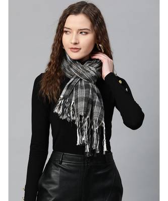 Grey Check Poly Viscose Stole 1