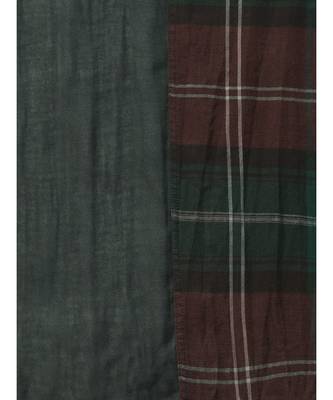 Green Half Solid Half Check Stole 3