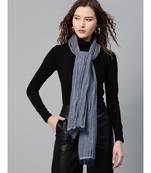 Navy Chambray Effect Poly Wool Stole