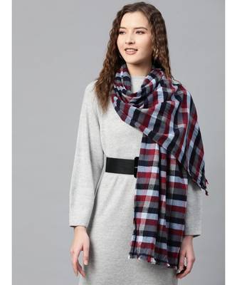 Multi Colour Check Poly Wool Stole 1