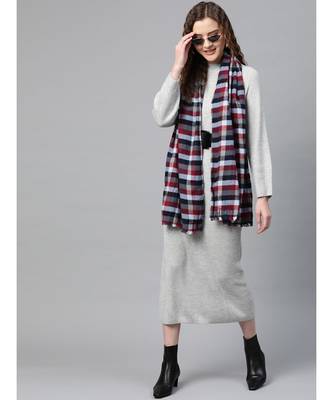 Multi Colour Check Poly Wool Stole 2
