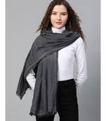 Grey & Navy Poly Wool Stole