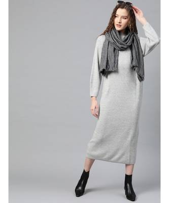 Black & Off White Poly Wool Stole 2